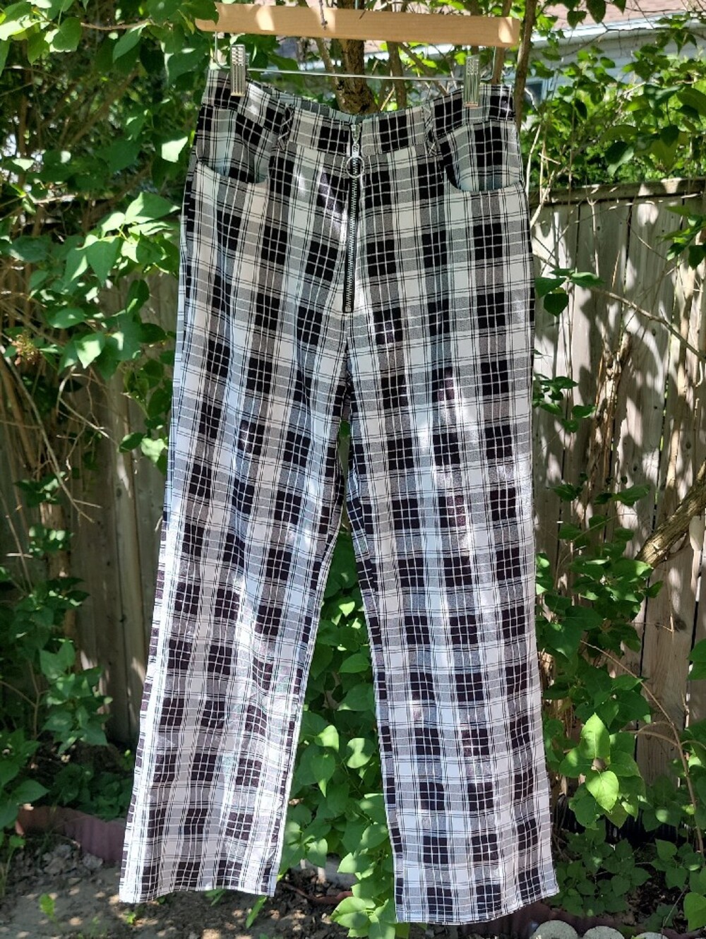 Black & White Plaid Women's New Straight-Leg Pants y2k Retro